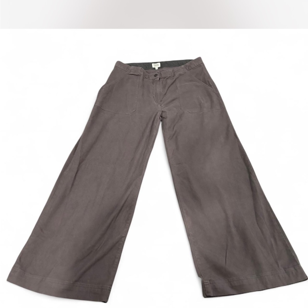 Bridge‎ & Burn Womens 32 Wide Leg Trousers Charcoal Grey High Rise Cotton Twill